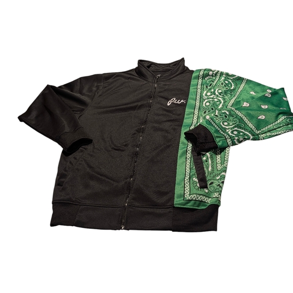 Filthy Wealth Green Bandana Men's Full Zip Lightweight Jacket Size XL - Picture 4 of 7